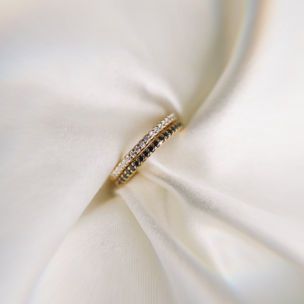 Moonnight half eternity ring diamond ring simple ring stackable ring silver ring